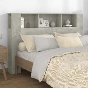 vidaXL Wezgłowie łóżka z półkami, szarość betonu, 160x18, 5x104, 5 cm obraz