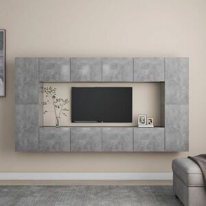 vidaXL 8-cz. zestaw szafek telewizyjnych, szarość betonu, płyta obraz