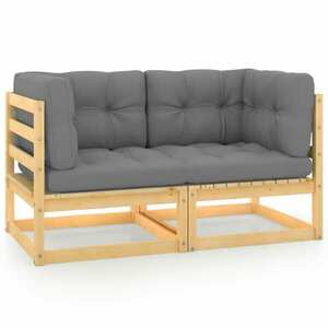 vidaXL 2-osobowa sofa ogrodowa, szara, lite drewno sosnowe obraz