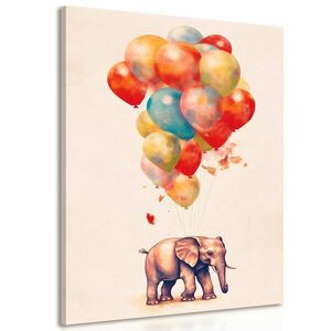 Obraz rozmarzony słoń z balonami obraz