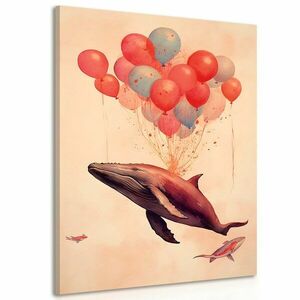 Obraz rozmarzony wieloryb z balonami obraz