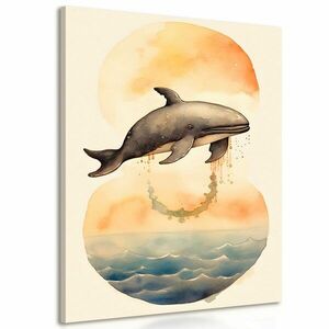 Obraz rozmarzony wieloryb o zachodzi słońca obraz