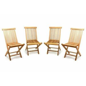 Zestaw 4 sztuk - krzesło ogrodowe DIVERO - drewno tekowe obraz