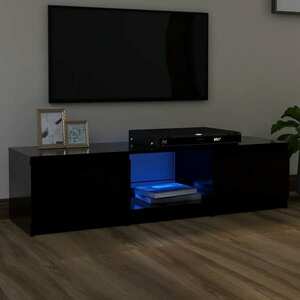 vidaXL Szafka pod TV z oświetleniem LED, czarna, 140x40x35, 5 cm obraz