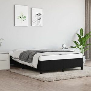 vidaXL Rama łóżka, czarna, 140 x 200 cm, obita tkaniną obraz