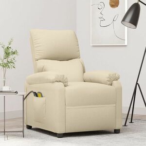 vidaXL Rozkładany fotel z podnóżkiem, kremowy, tkanina obraz