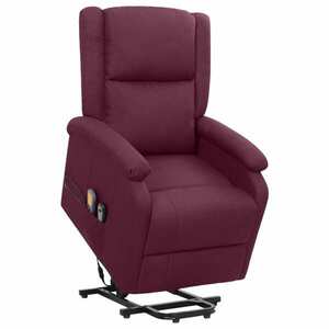 vidaXL Podnoszony fotel masujący, fioletowy, obity tkaniną obraz