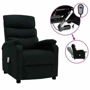 vidaXL Rozkładany fotel do masażu z podnóżkiem, czarny, tkanina obraz