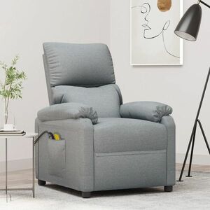 vidaXL Elektryczny fotel masujący, rozkładany, jasnoszary, tkanina obraz