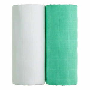 Zestaw 2 bawełnianych ręczników w białym i zielonym kolorze T-TOMI Tetra, 90x100 cm obraz