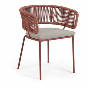 Krzesło ogrodowe ze stalową konstrukcją i beżową plecionką Kave Home Nadin obraz