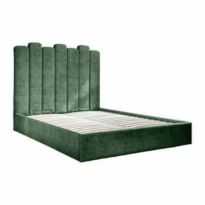 Zielone tapicerowane łóżko dwuosobowe ze schowkiem i stelażem 160x200 cm Dreamy Aurora – Miuform obraz