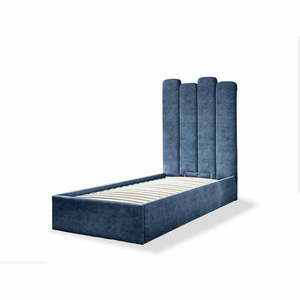 Niebieskie tapicerowane łóżko jednoosobowe ze schowkiem i stelażem 90x200 cm Dreamy Aurora – Miuform obraz