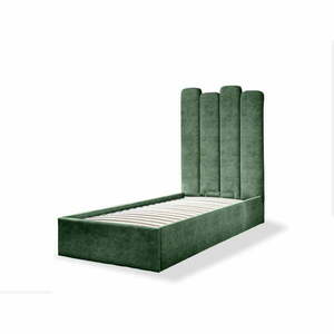 Zielone tapicerowane łóżko jednoosobowe ze schowkiem i stelażem 90x200 cm Dreamy Aurora – Miuform obraz