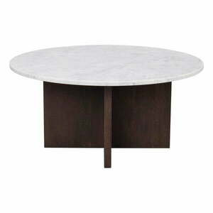 Biało-brązowy marmurowy okrągły stolik 90x90 cm Brooksville – Rowico obraz