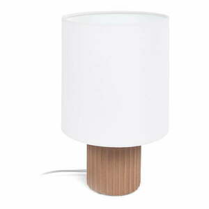 Biało-naturalna lampa stołowa z tekstylnym kloszem (wys. 28 cm) Eshe – Kave Home obraz