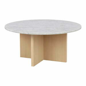 Biało-naturalny marmurowy okrągły stolik 90x90 cm Brooksville – Rowico obraz