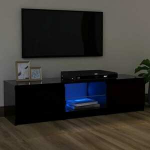 vidaXL Szafka pod TV z oświetleniem LED, czarna, 120 x 30 x 35, 5 cm obraz