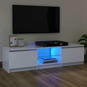 vidaXL Szafka pod TV z oświetleniem LED, biała, 120x30x35, 5 cm obraz