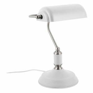 Biała lampa stołowa z detalami w kolorze srebra Leitmotiv Bank obraz