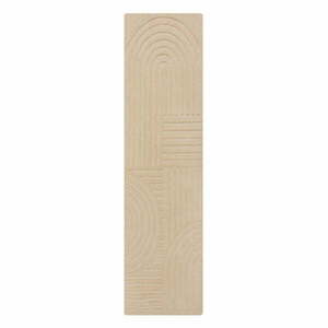 Beżowy wełniany dywan 60x230 cm Zen Garden - Flair Rugs obraz