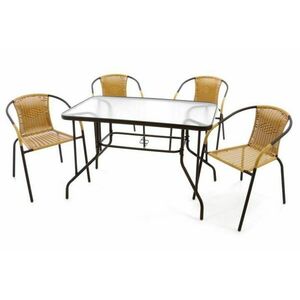 5-częściowy zestaw mebli ogrodowych, 4 krzesła polirattan - stół szklany obraz