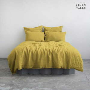 Żółta lniana pościel jednoosobowa 140x200 cm – Linen Tales obraz