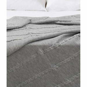 Szara bawełniana narzuta na łóżko jednoosobowe 150x200 cm Trenza – Oyo Concept obraz