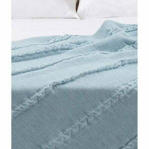 Niebieska bawełniana narzuta na łóżko dwuosobowe 200x220 cm Trenza – Oyo Concept obraz