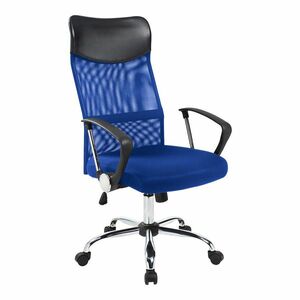 Ergonomiczne krzesło biurowe z podwyższonym oparciem, w 3 kolorach - niebieskie obraz