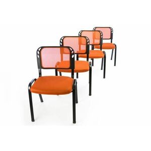 Zestaw 4 krzeseł kongresowych do ustawiania w stosy - pomara obraz