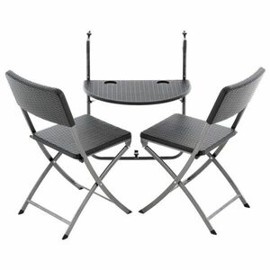 Zestaw wiszący stół i 2 krzesła w stylu rattanu, czarny obraz