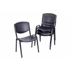 Komplet krzeseł do układania w stosy - 4 szt., Czarne obraz