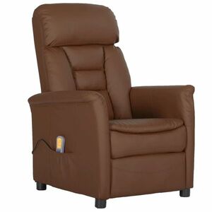 vidaXL Fotel masujący, brązowy, sztuczna skóra obraz