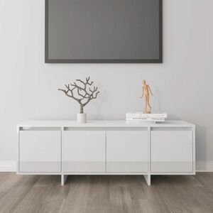 vidaXL Szafka TV, biała, wysoki połysk, 120x30x40, 5 cm, płyta wiórowa obraz