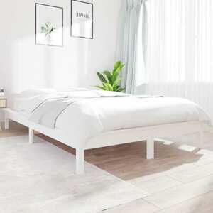 vidaXL Rama łóżka, biała, 120x190 cm, mała podwójna, drewno sosnowe obraz
