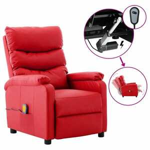 vidaXL Rozkładany fotel do masażu, czerwony, sztuczna skóra obraz