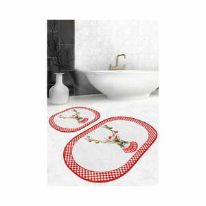 Czerwono-białe dywaniki łazienkowe zestaw 2 szt. 60x100 cm – Mila Home obraz
