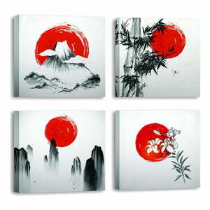 Obrazy zestaw 4 szt. 30x30 cm Zen – Wallity obraz
