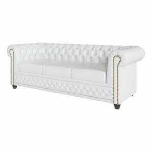 Biała rozkładana sofa z imitacji skóry 203 cm York – Ropez obraz
