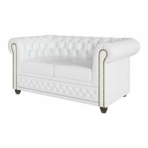 Biała rozkładana sofa z imitacji skóry 148 cm York – Ropez obraz