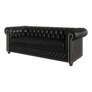 Czarna sofa z imitacji skóry 203 cm York – Ropez obraz
