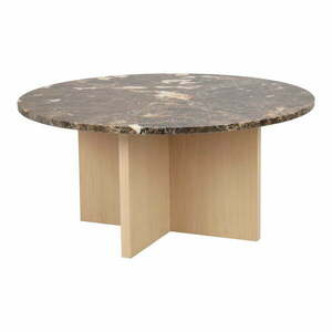 Brązowo-naturlany marmurowy okrągły stolik 90x90 cm Brooksville – Rowico obraz
