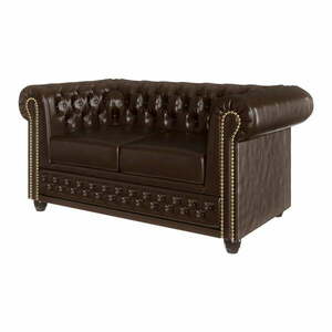 Ciemnobrązowa sofa z imitacji skóry 148 cm York – Ropez obraz