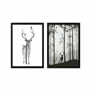 Plakaty w ramie zestaw 2 szt. 34x44 cm Deer – Wallity obraz