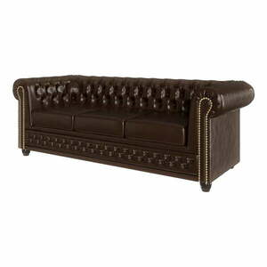 Ciemnobrązowa rozkładana sofa z imitacji skóry 203 cm York – Ropez obraz