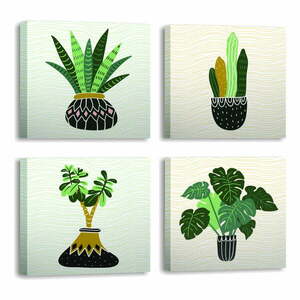 Obrazy zestaw 4 szt. 30x30 cm Plants – Wallity obraz