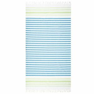HOME ELEMENTS Ręcznik kąpielowy Fouta biały/zielony/niebieski, 90 x 170 cm obraz