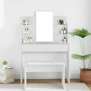vidaXL Toaletka z lustrem, biała, 96x40x142 cm obraz