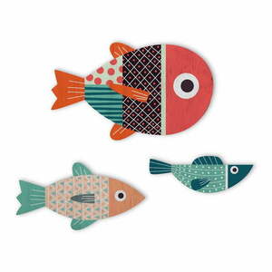 Zestaw 3 dekoracji ściennych w kształcie ryb Little Nice Things obraz